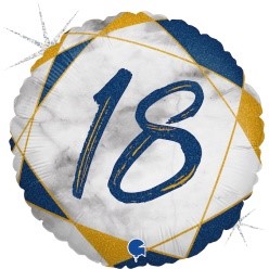 Print of "18" on Marble Black 18" Foil Balloon