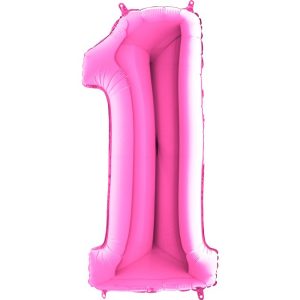 Large Number One Balloon Hot Pink